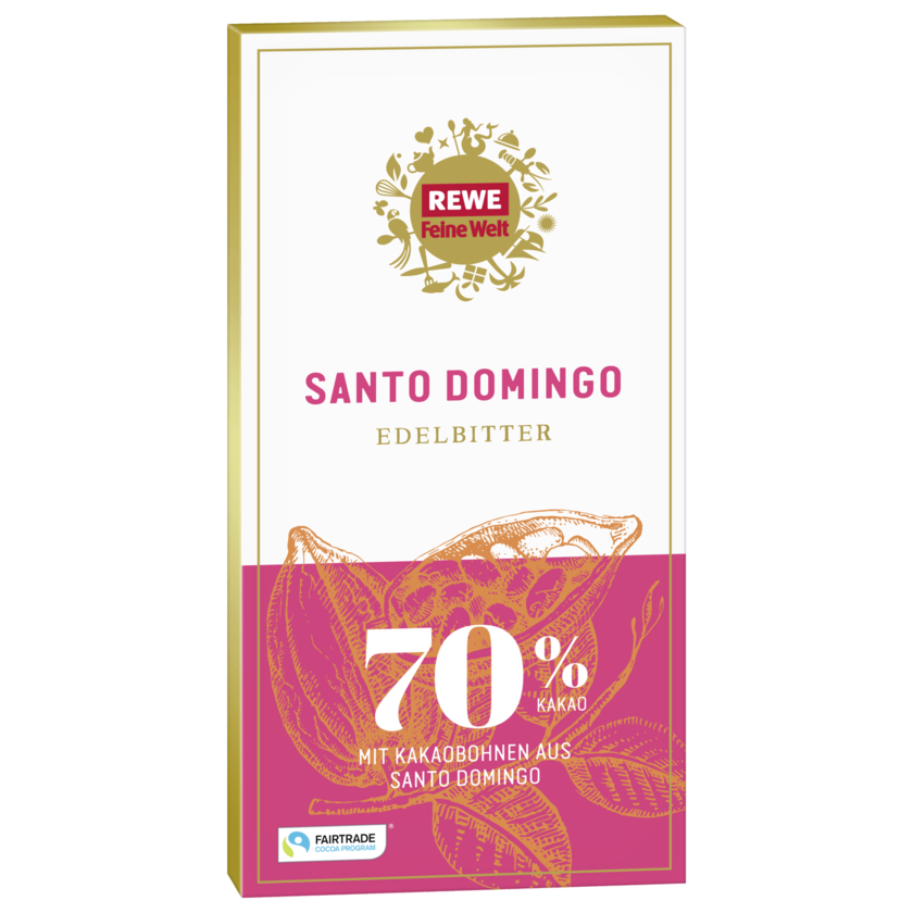 REWE Feine Welt Edel-Bitterschokolade Santo Domingo 70% Cacao 80g